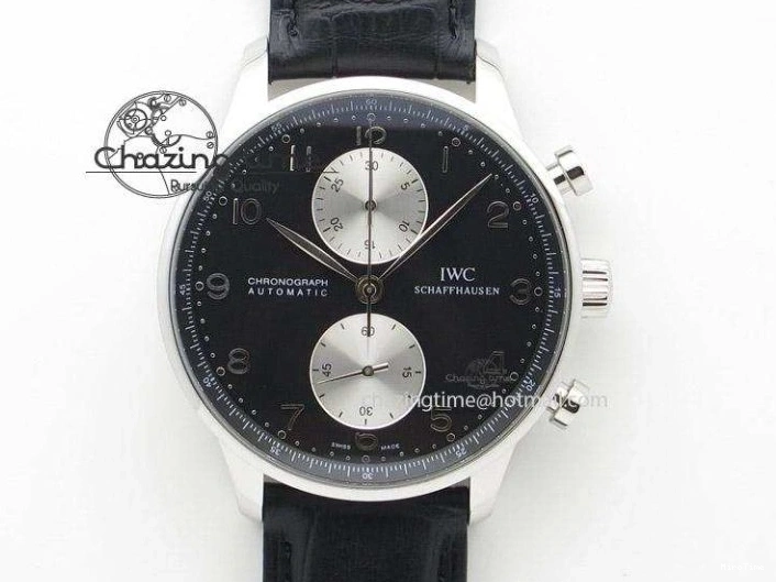 MIROTIME 0227 Sporty Portuguese Tourbillon IW504602 SS ZF Best Edition Blue Dial on Black Leather Strap 7175